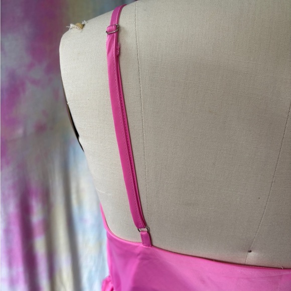 Pink Spaghetti Strap Satin Wrap Midi/Maxi Dress size Small - Picture 3 of 5